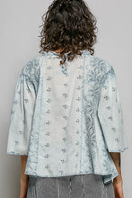 Load image into Gallery viewer, POL Artisan Embroidered Relaxed Blouse in Denim Blue
