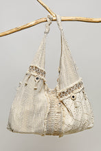 Load image into Gallery viewer, POL Boho Patchwork and Tassel Detailed Hobo Bag in Natural/Multi
