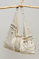 POL Boho Patchwork and Tassel Detailed Hobo Bag in Natural/Multi