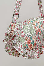 Load image into Gallery viewer, POL Ruffle Trim Quilted Cotton Crossbody Bag in Ivory Multi
