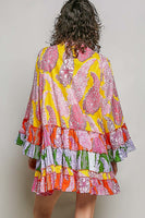 POL Mixed Floral Print High Low Dress in Pink Multi