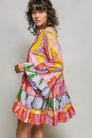 POL Mixed Floral Print High Low Dress in Pink Multi