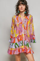 POL Mixed Floral Print High Low Dress in Pink Multi