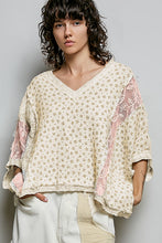 Load image into Gallery viewer, POL OVERSIZED Textured Floral Print and Lace Poncho Top in Pink Multi
