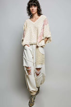 Load image into Gallery viewer, POL OVERSIZED Textured Floral Print and Lace Poncho Top in Pink Multi
