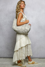 Load image into Gallery viewer, POL Quilted Floral Tote Bag in Ivory/Grey Multi

