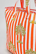 Load image into Gallery viewer, POL Quilted Jumbo Woven Tote in Orange Stripe
