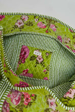 Load image into Gallery viewer, POL Mixed Print Quilted Velvet Tote in Lime
