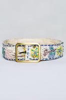 POL Embroidered Fabric Belt in Blush Multi