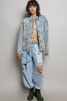 POL Sequin and Embroidery Detailed Jacket in Denim