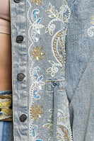 POL Sequin and Embroidery Detailed Jacket in Denim