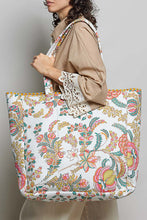 Load image into Gallery viewer, POL Quilted Jumbo Woven Tote in Coral Floral
