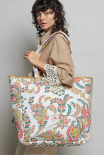 Load image into Gallery viewer, POL Quilted Jumbo Woven Tote in Coral Floral
