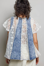 Load image into Gallery viewer, POL Floral Lace French Terry Top in Denim
