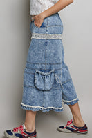 POL Cotton Cargo Style Pants in Denim