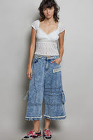 POL Cotton Cargo Style Pants in Denim