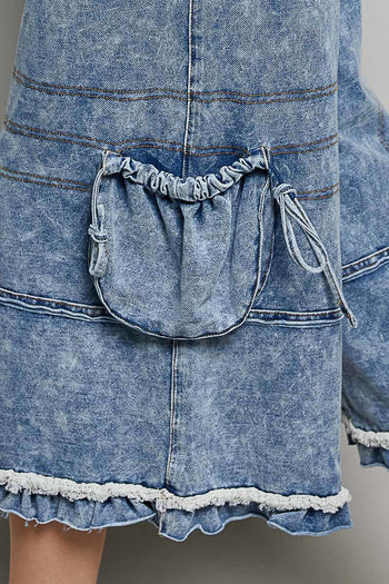 POL Cotton Cargo Style Pants in Denim