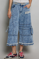 POL Cotton Cargo Style Pants in Denim