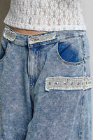 POL Cotton Cargo Style Pants in Denim
