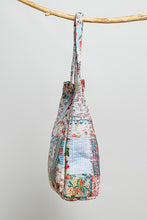 Load image into Gallery viewer, POL Quilted Mixed Patch Tote in Ivory/Blue
