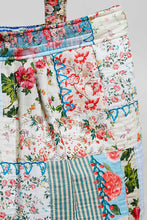 Load image into Gallery viewer, POL Quilted Mixed Patch Tote in Ivory/Blue
