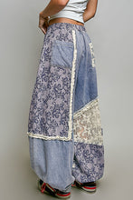 Load image into Gallery viewer, POL Denim and Print Crochet Ruffle Detailed Joggers in Denim
