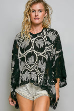 Load image into Gallery viewer, POL Mixed Floral Crochet Hoodie Top in Black Multi
