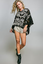 Load image into Gallery viewer, POL Mixed Floral Crochet Hoodie Top in Black Multi
