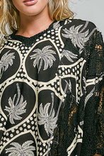 Load image into Gallery viewer, POL Mixed Floral Crochet Hoodie Top in Black Multi
