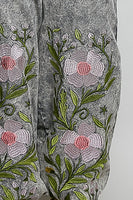 POL Floral Embroidered Twill Joggers in Black
