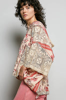 POL Mixed Floral Crochet Hoodie Top in Rose Pink Multi