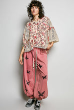 Load image into Gallery viewer, POL Mixed Floral Crochet Hoodie Top in Rose Pink Multi
