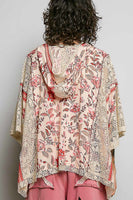POL Mixed Floral Crochet Hoodie Top in Rose Pink Multi