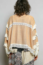 Load image into Gallery viewer, POL Textured Knit Top with Ruffle Detailed Mixed Lace in Peach Jam
