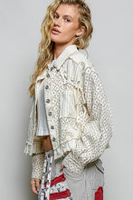 Load image into Gallery viewer, POL Contrasting Print Twill and Knit CROPPED Jacket in Natural
