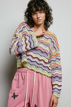 Load image into Gallery viewer, POL Multi Color Striped Crochet Top in Pink Multi
