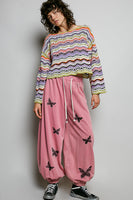 POL Multi Color Striped Crochet Top in Pink Multi