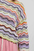POL Multi Color Striped Crochet Top in Pink Multi