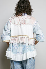 Load image into Gallery viewer, POL Mixed Prints and Ruffle Detailed Top in White/Blue Multi

