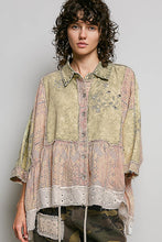 Load image into Gallery viewer, POL Vintage Embroidered Denim Shirt in Strawberry Matcha
