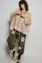 Load image into Gallery viewer, POL Vintage Embroidered Denim Shirt in Strawberry Matcha
