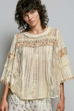 Load image into Gallery viewer, POL Floral Ruffle Zip Accent Ribbed Top in Natural
