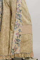 POL French Terry Patchwork Pants with Ruffle Hem in Dusty Choco
