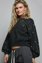 Load image into Gallery viewer, POL Knit Sweater with Pearls in Black
