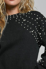 Load image into Gallery viewer, POL Knit Sweater with Pearls in Black
