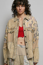 Load image into Gallery viewer, POL French Terry Patchwork Jacket in Dusty Choco
