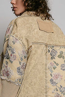 POL French Terry Patchwork Jacket in Dusty Choco