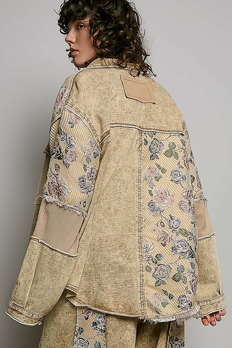 POL French Terry Patchwork Jacket in Dusty Choco – June Adel