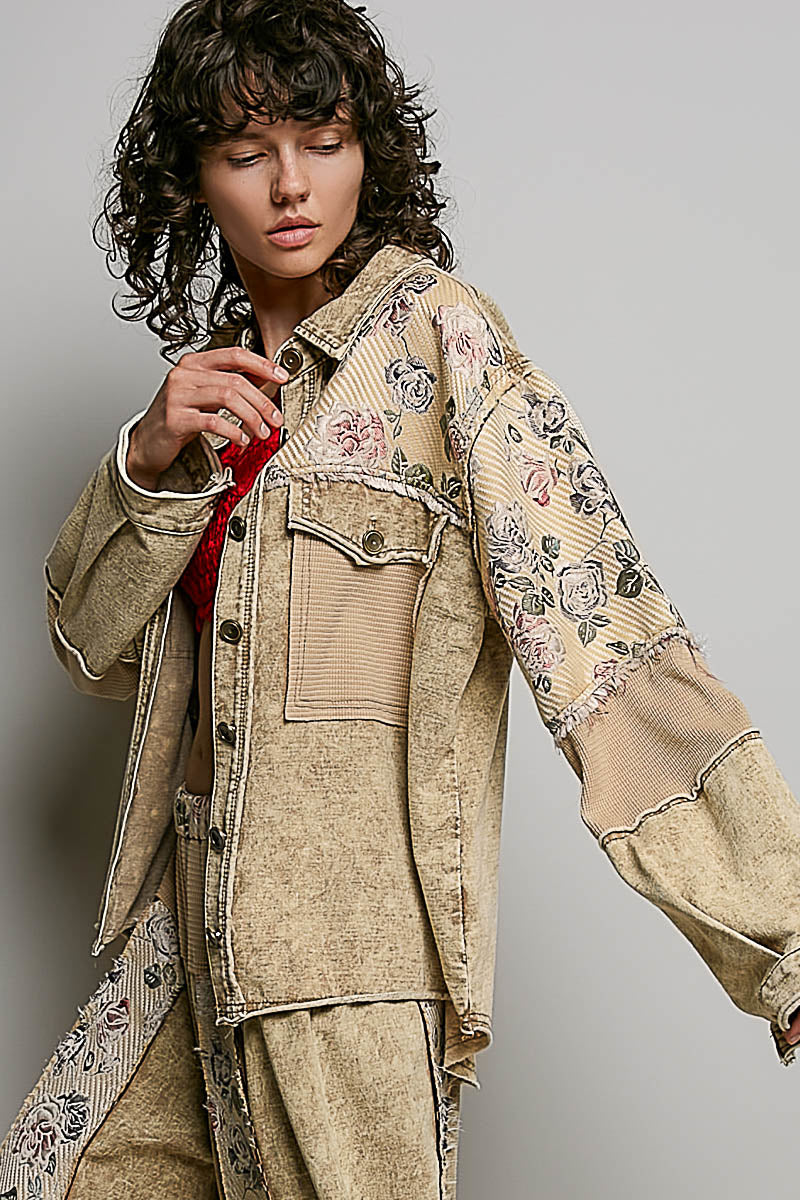 POL French Terry Patchwork Jacket in Dusty Choco – June Adel