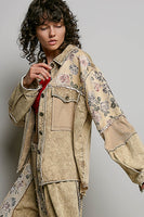 POL French Terry Patchwork Jacket in Dusty Choco